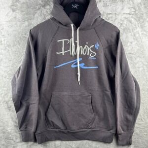 -Vintage Velva Sheen Chicago Illinois Hoodie Mens Medium Sweatshirt 80s Raglan